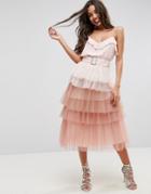 Asos Tulle Prom Skirt With Rainbow Layers And Belt - Multi