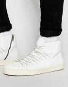 Hudson London Baron Leather Hi-top Sneakers - White