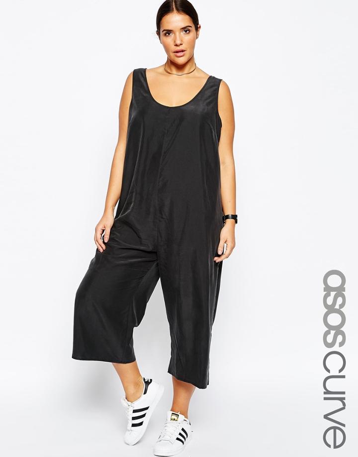 Asos Curve Oversized Minimal Cami Jumpsuit - Black