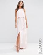 Asos Tall Crop Top Ruffle Split Maxi Dress - Nude