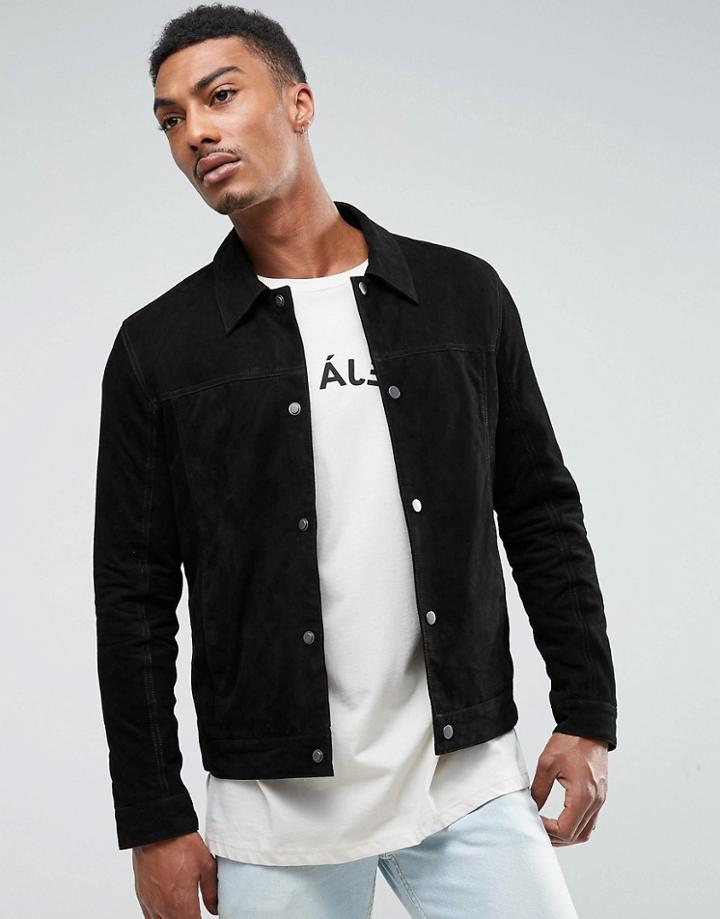 Selected Homme Suede Jacket - Black