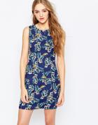 Sugarhill Boutique Tropical Bird Shift Dress - Navy