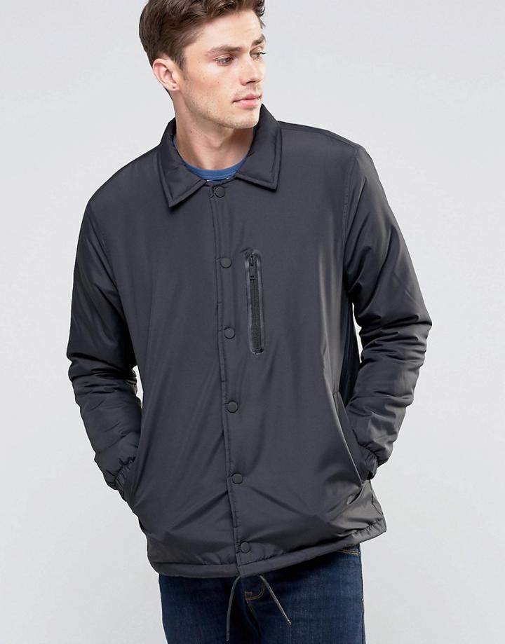 Brave Soul Nylon Button Through Jacket - Black
