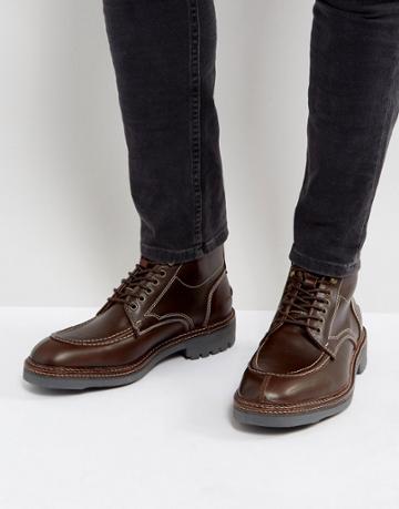 Hudson London Wycombe Leather Lace Up Boots - Brown