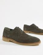 Asos Design Brogue Shoes In Gray Suede With Natural Sole