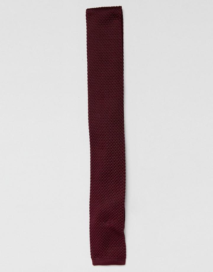 Moss London Knitted Tie - Purple