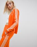 Adidas Originals Three Stripe Track Jacket In Orange - Orange