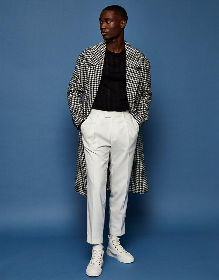 Topman Twill Tapered Pants In Ecru-white