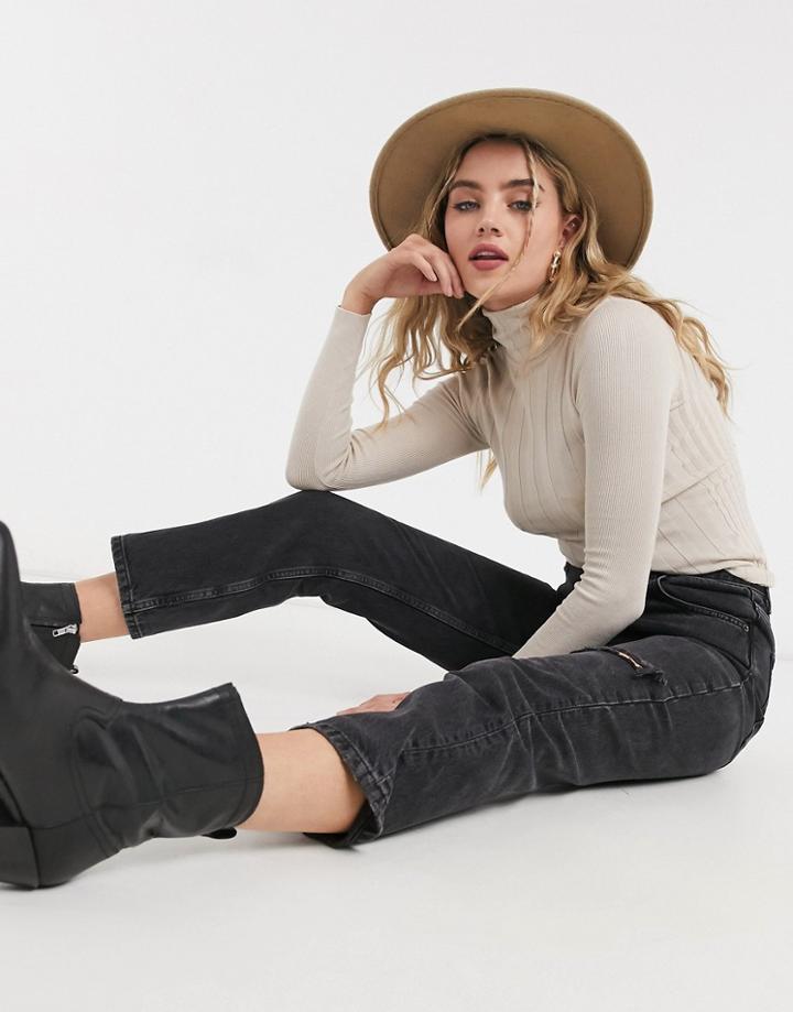 Topshop Rollneck Sweater In Neutral