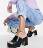 Asos Design Wide Fit Harmony Mid Heeled Platform Mules In Black