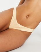 Rvca Run Wild Textured V High Leg Bikini Bottom In Apricot-white