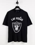 Asos Design Oversized T-shirt Nfl Raiders Print In Black