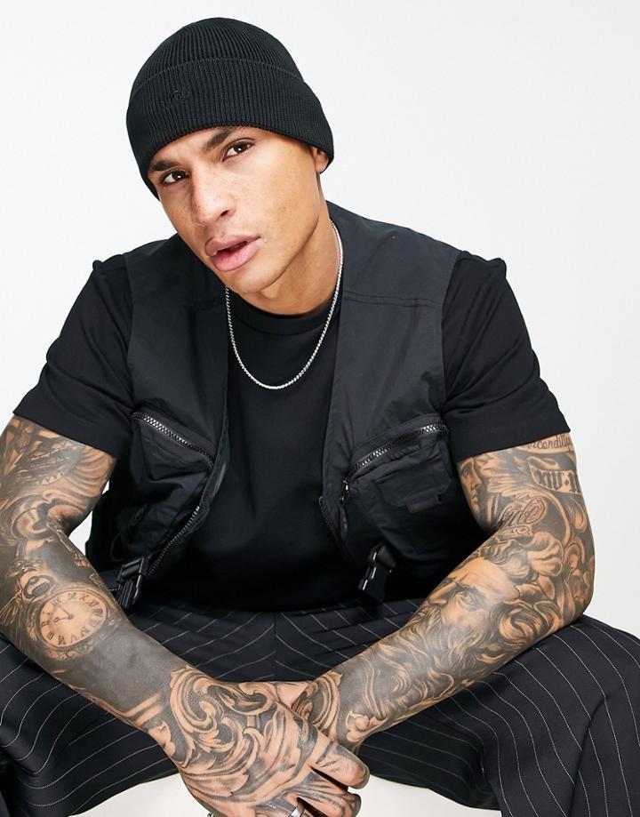 Hugo Xevo Logo Beanie Hat-black