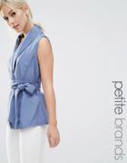 Alter Petite Sleeveless Blazer - Blue