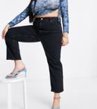 Asos Design Curve High Rise 'stretch' Straight Leg Jeans In Washed Black