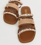 River Island Sandals With Embellished Straps In Rose Gold - Gold