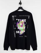 Asos Design Long Sleeve T-shirt In Black With Back Text Print