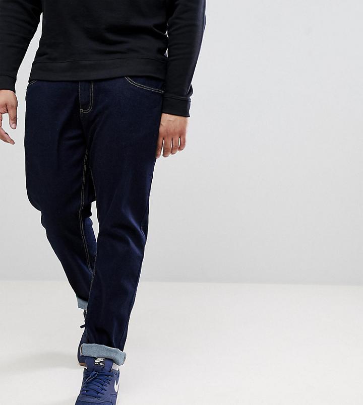 Duke Plus Tapered Fit Jeans In Indigo With Stretch - Blue