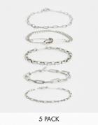 Asos Design Industrial Chains Bracelet Pack