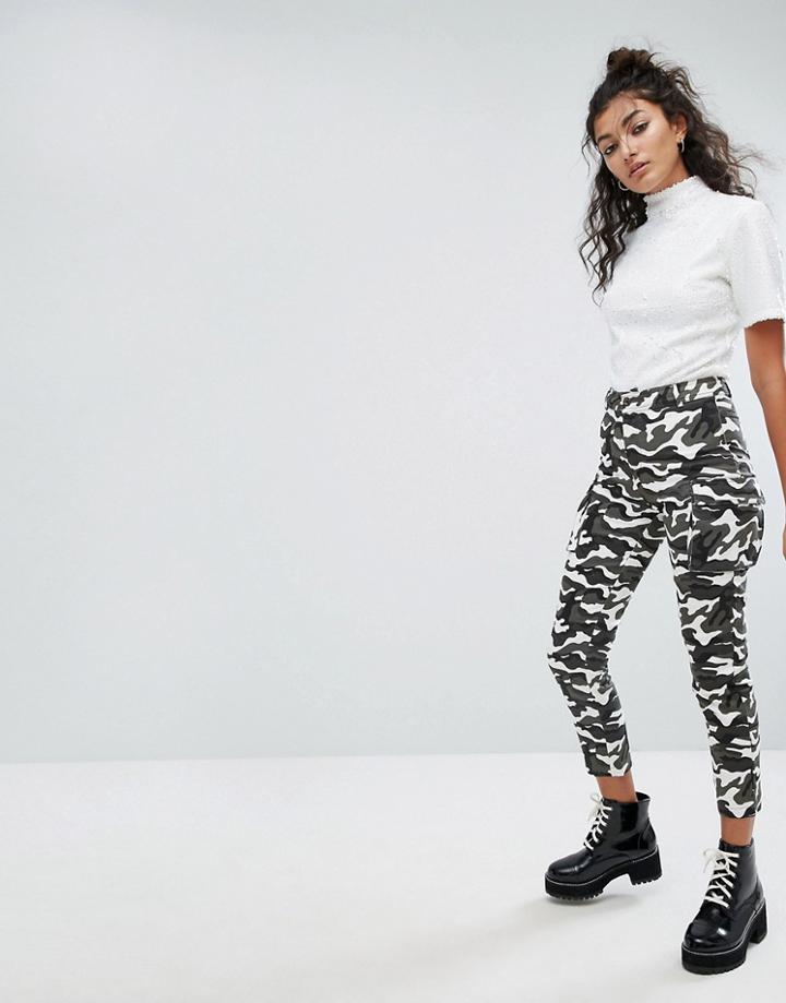 One Above Another Camo Pants - Black