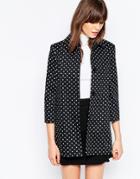 Helene Berman Short A-line Coat In Polka Dot