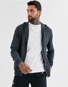 Asos Design Zip Up Hoodie In Washed Black