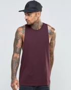 Asos Sleeveless T-shirt With Racer Back In Oxblood - Oxblood