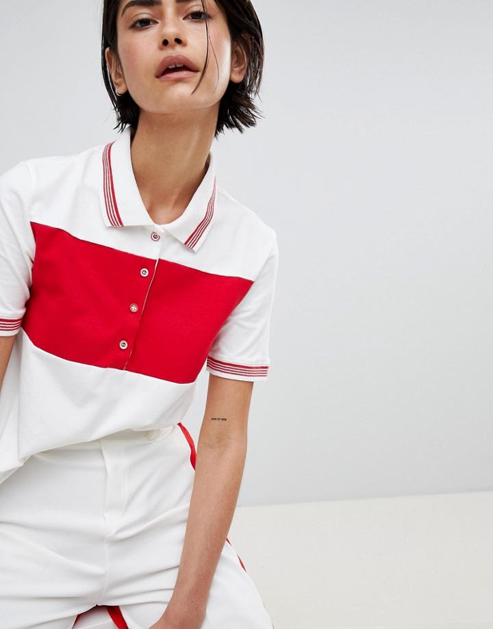 Stradivarius Turtleneck A Line Stripe Print T Shirt - White