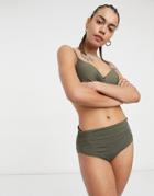 Ck Swim Liquid Convertible Bikini Bottom In Olive-green