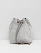 Asos Design Suede Bucket Bag - Gray