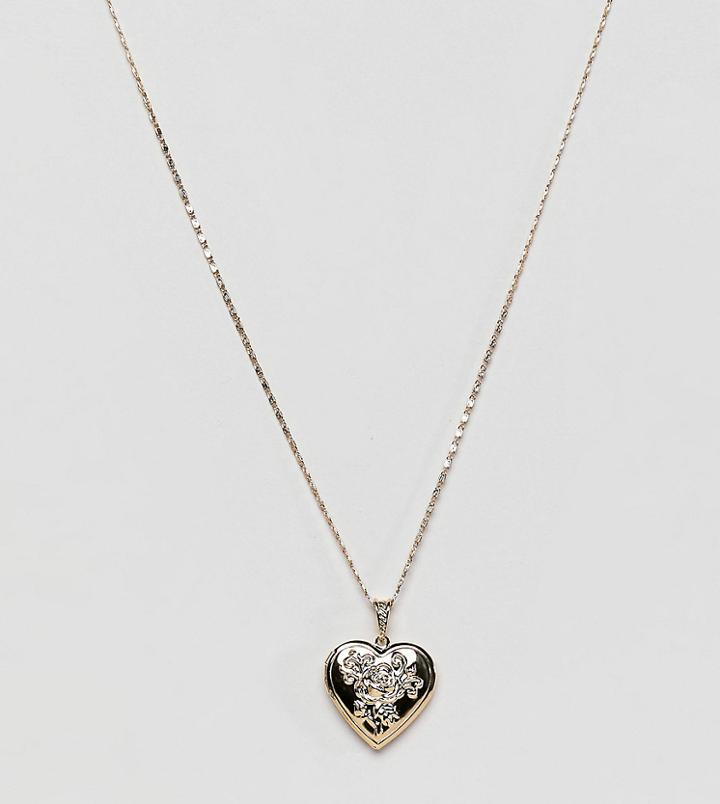 Rock 'n' Rose Gold Plated Heart Locket Necklace - Gold