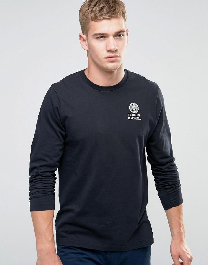 Franklin And Marshall Crest Logo Long Sleeve T-shirt - Black