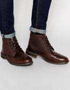 Original Penguin Leather Brogue Boot - Brown