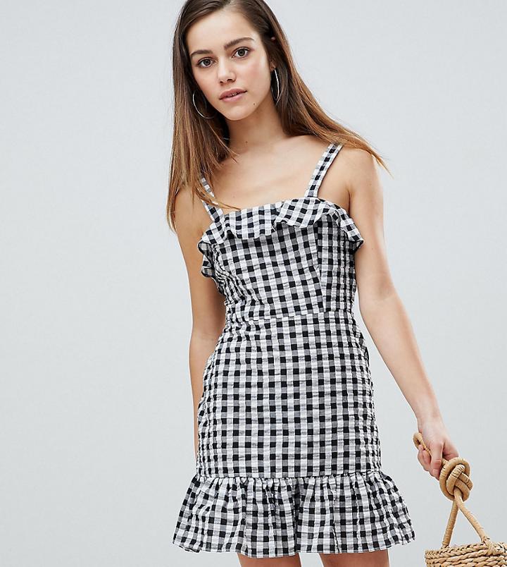 Asos Design Petite Gingham Mini Dress - Multi