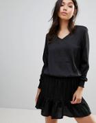B.young Jacquard Dress With Peplum Hem - Black