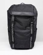 Asos Backpack In Black With Slogan Webbing Design - Black