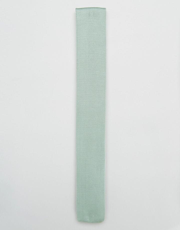 Asos Wedding Knitted Tie In Mint - Green