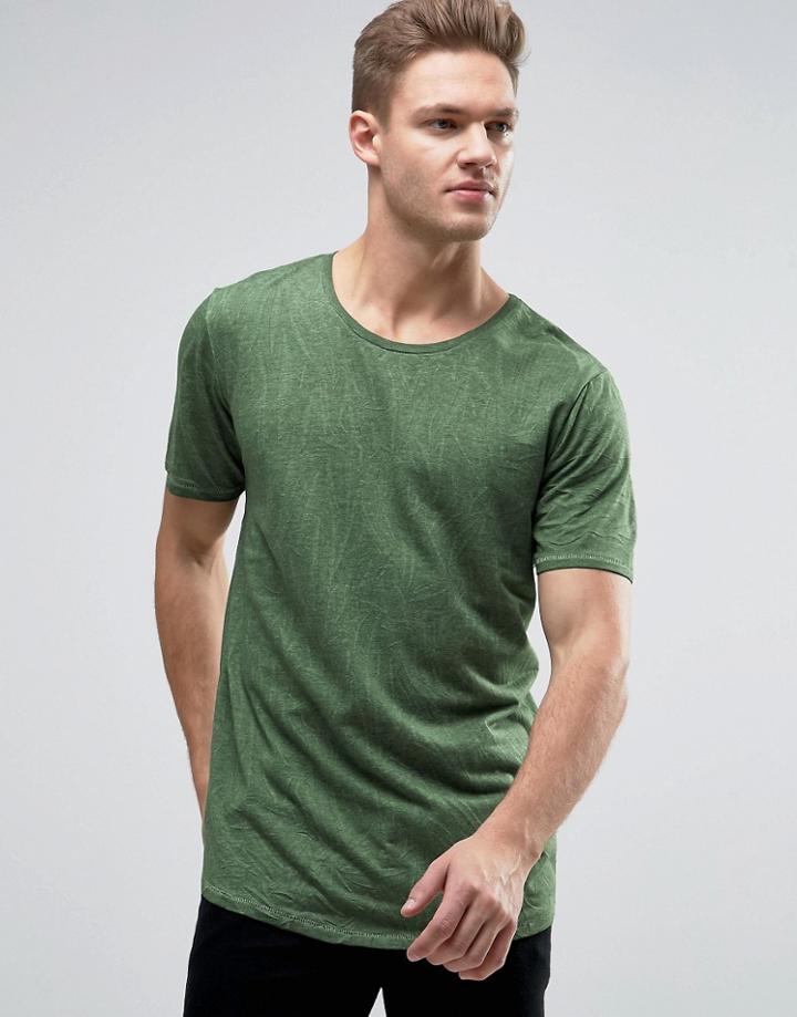Jack & Jones Originals T-shirt In Wash With Curved Hem And Crinkle Eff