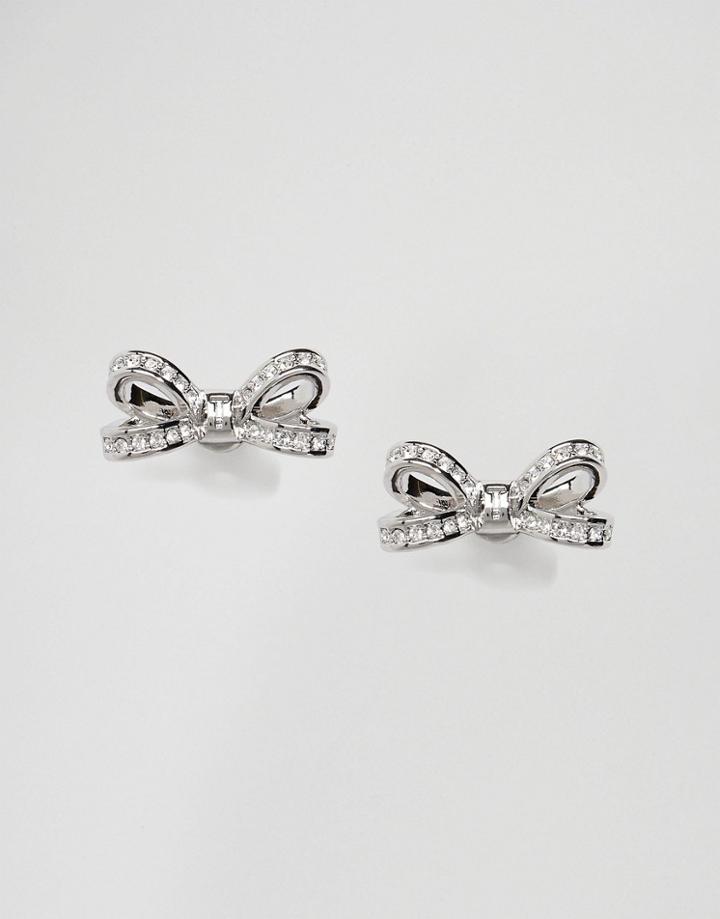 Ted Baker Silver Olitta Mini Opulent Pave Bow Earrings - Silver