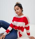 Glamorous Petite Relaxed Sweater In Loose Knit Stripe