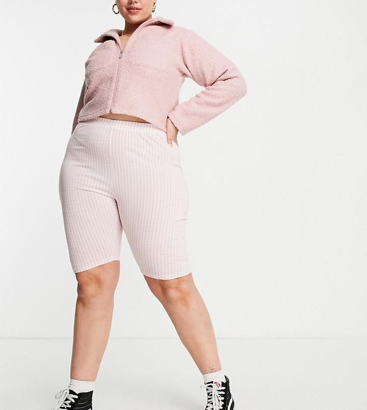Heartbreak Plus Checked Legging Shorts-orange