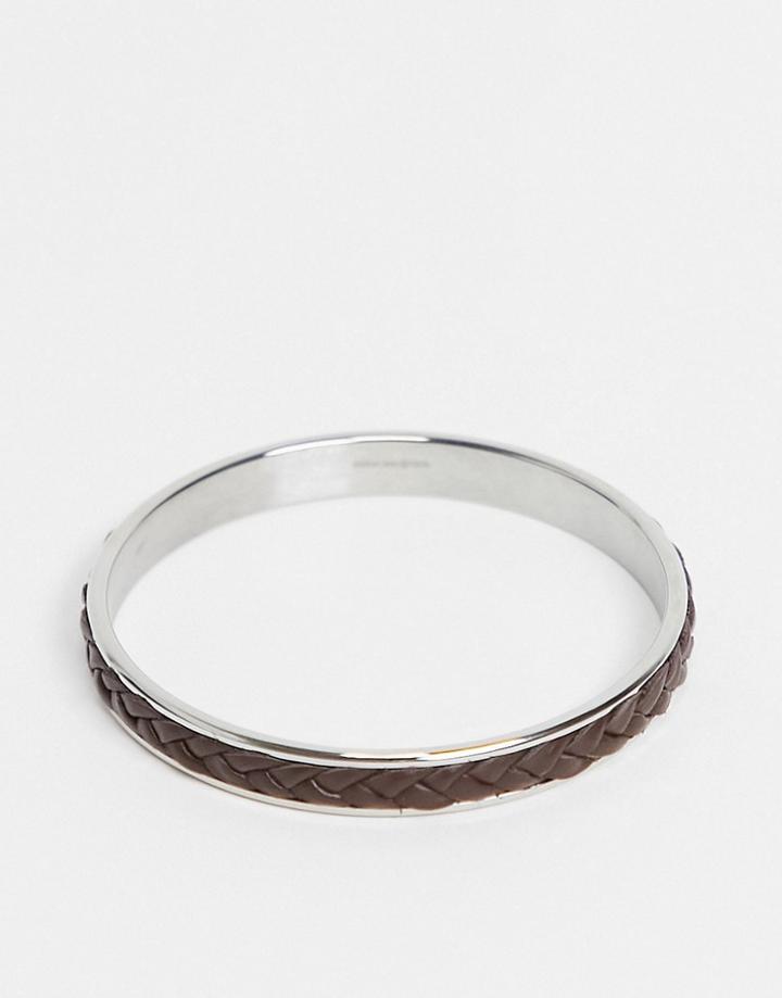 Steve Madden Braided Leather Bangle-black