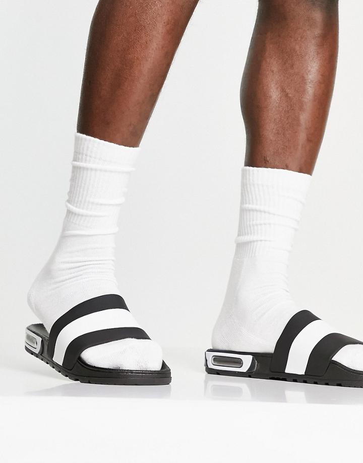 Brave Soul Pool Slides In Black And White Stripe