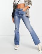 Only Hailey Flared Jeans In Mid Blue Wash