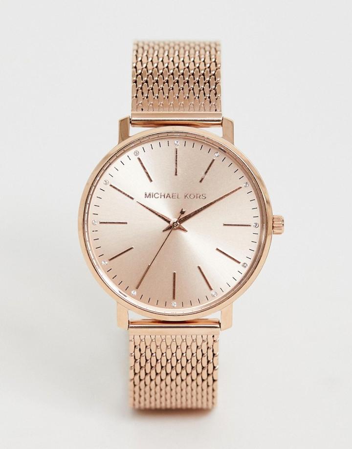 Michael Kors Mk4340 Pyper Mesh Watch In Rose Gold