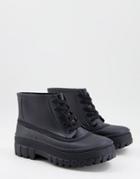 Truffle Collection Lace Up Chunky Rain Boots In Black