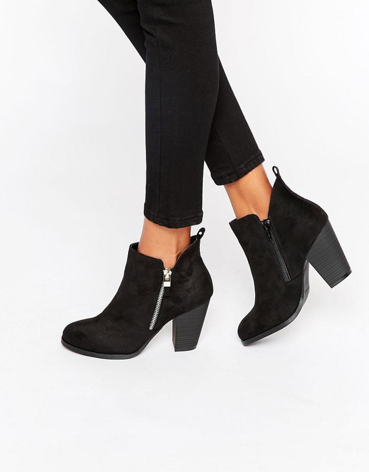 Call It Spring Kokes Zip Heeled Ankle Boots - Black