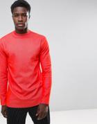Weekday Jake Rib Long Sleeve T-shirt - Red