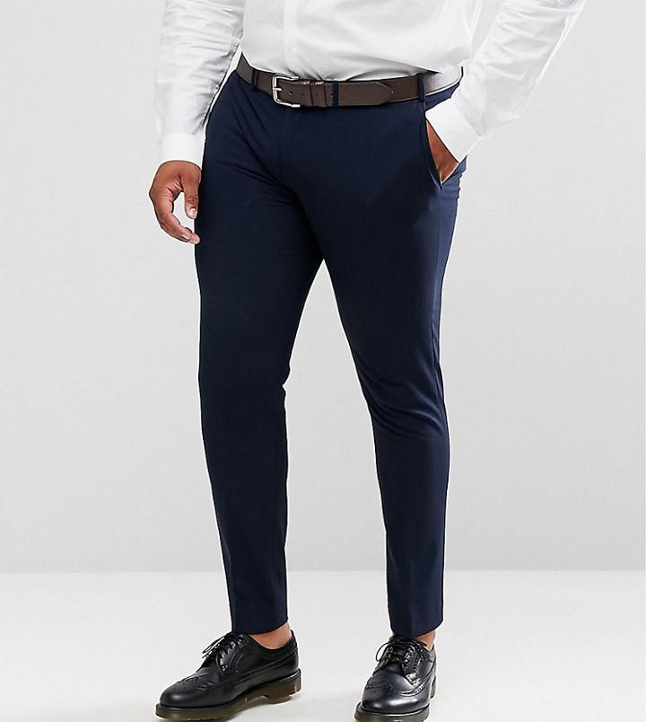 Asos Plus Super Skinny Fit Suit Pants In Navy - Navy