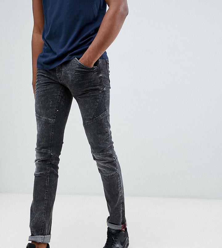 Blend Tall Skinny Biker Jeans In Washed Black - Black